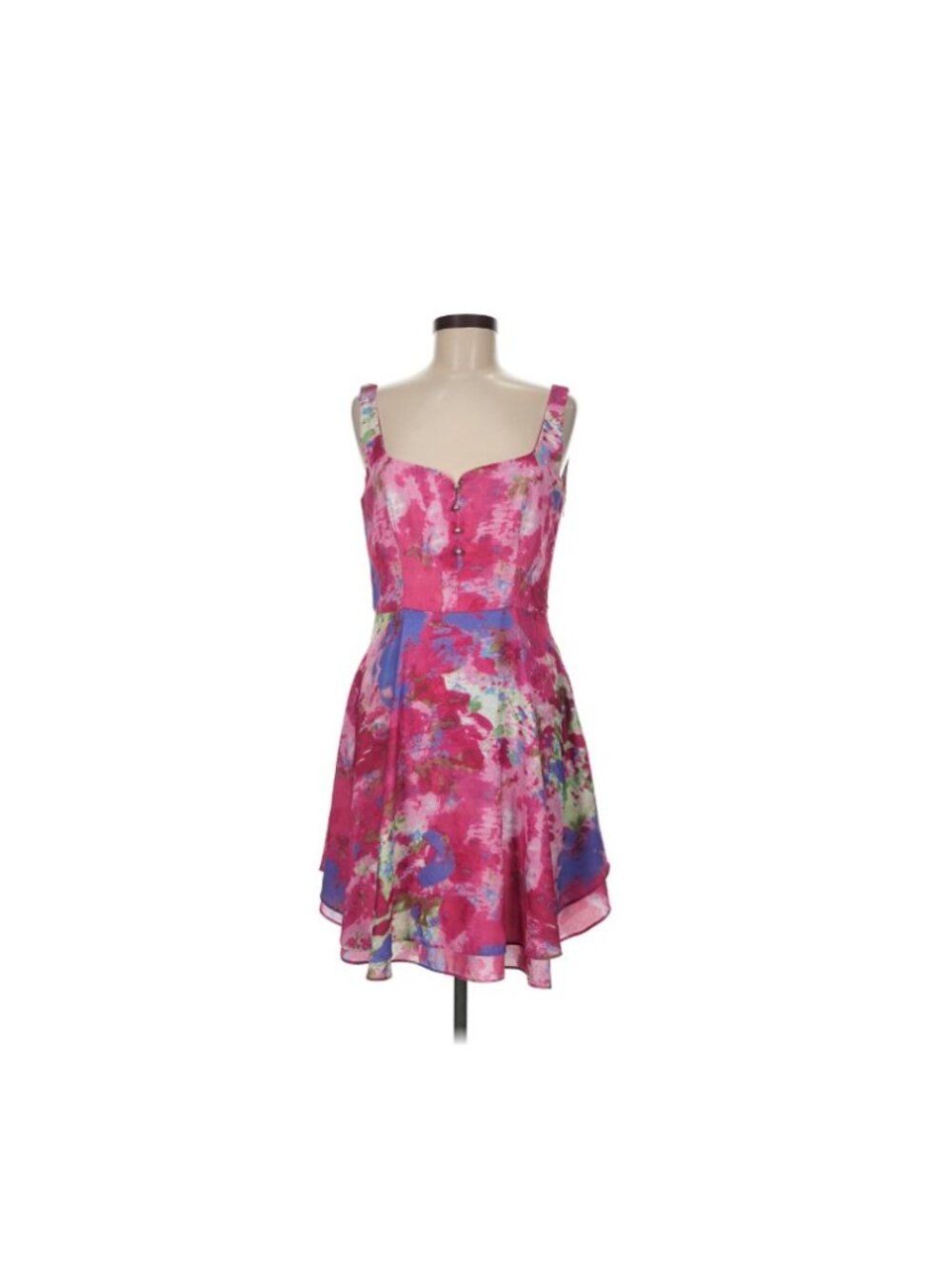 Esteban Cortazar Cocktail Dress Size 8 Pink Floral Fit Flare Watercolor Coquette - Picture 2 of 7